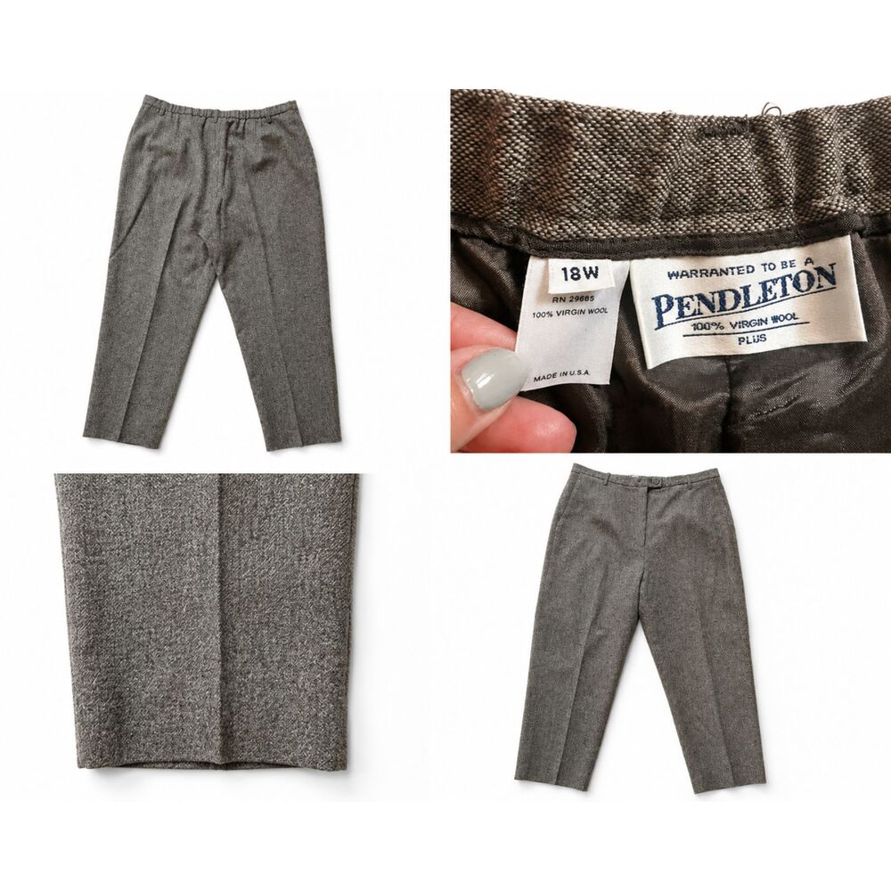 **Vintage Pendleton 100% Virgin Wool Gray Trousers Pants 18W Made in USA**